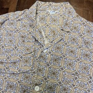 VTG 60s Penneys Towncraft Pajama Shirt Mens Medium Cotton Button Up Long Sleeve